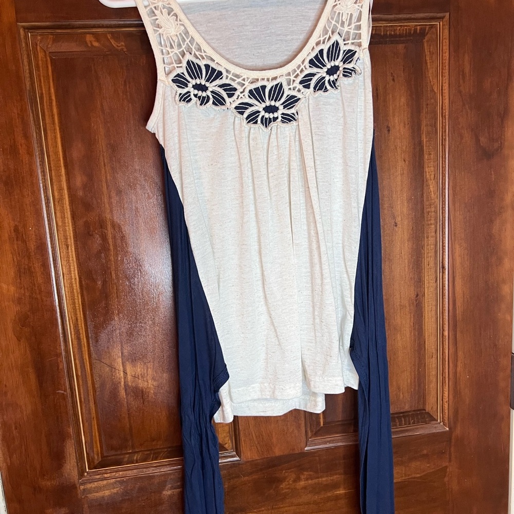 Papaya Cream and Navy Tank Top